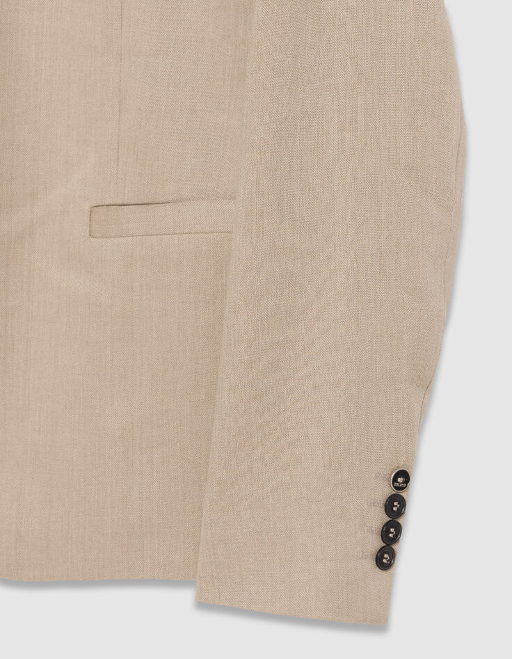Dunkelbeige Anzugjacke aus Leinen f&uuml;r Herren-7