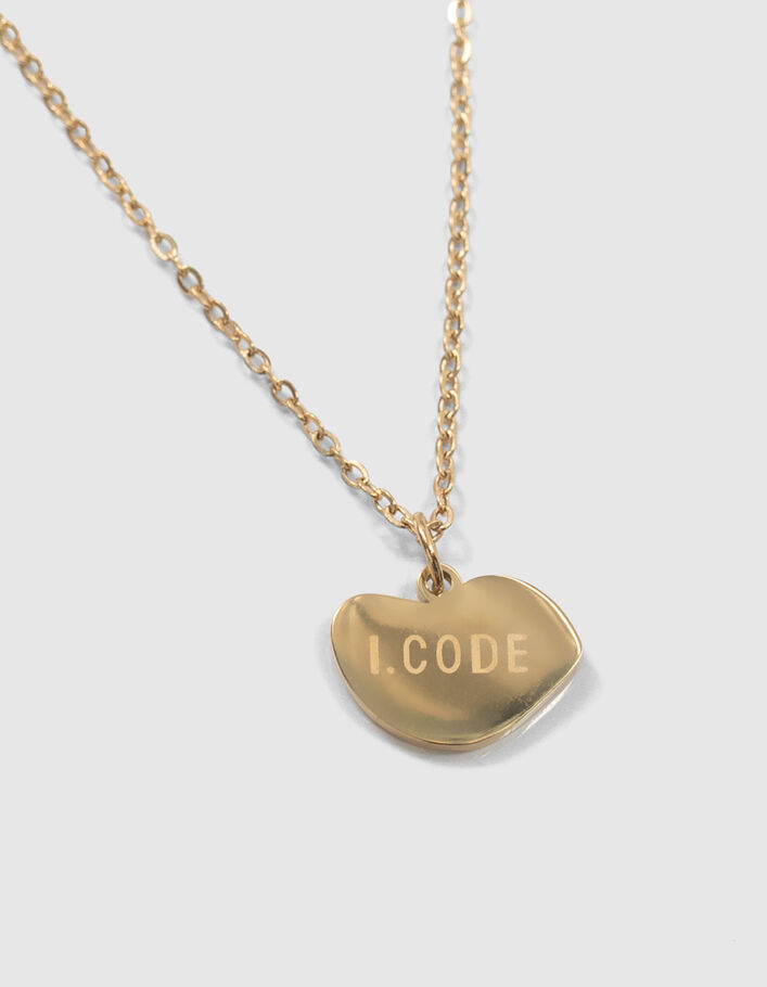 Collier ras de cou doré avec pendentif à message I.Code-3