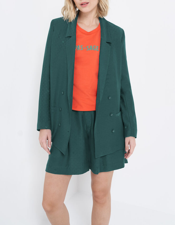 I.Code sea green polka dot and heart jacquard suit jacket-3