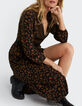Langes, schwarzes Kleid mit Leopardenprint I.Code -1