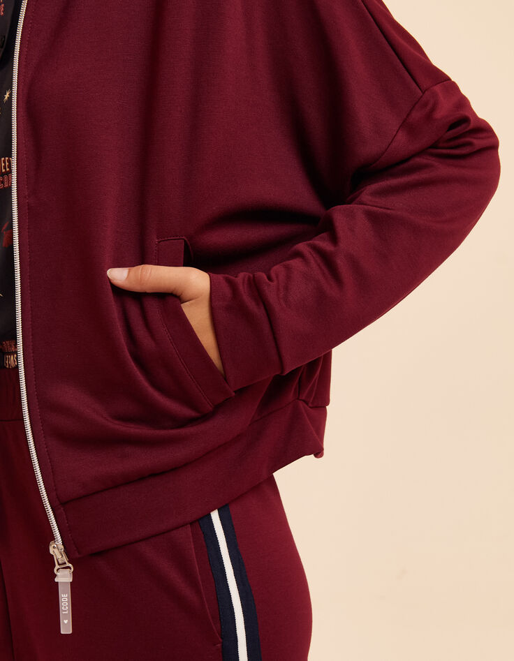 Bordeauxrote Strickjacke mit hohem Kragen I.Code-5 Bordeauxrote Strickjacke mit hohem Kragen I.Code-5