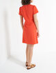 I.Code spicy orange polka dot wrap dress-2