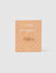 Goldfarbene Metallbrosche mit Schriftzug I.Code-3