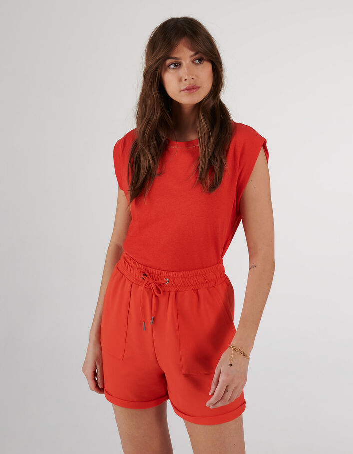 I.Code apricot sweatshirt fabric shorts - I.CODE