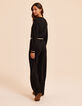 Combinaison-pantalon noire bords-côtes rayés I.Code-4