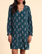 I.Code paisley print midnight green dress-3