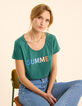 T-shirt manches courtes vert message coloré I.Code-1