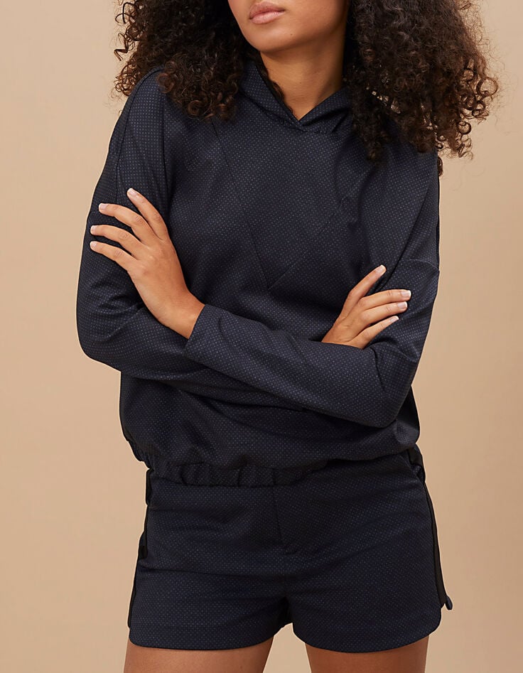 I.Code navy polka-dot print hoodie-1 I.Code navy polka-dot print hoodie-1