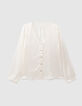 Blouse blanc cassé jacquard motif pois I.Code-4