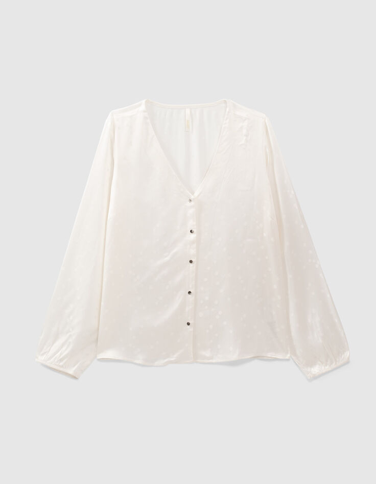 Blouse blanc cassé jacquard motif pois I.Code-4 Blouse blanc cassé jacquard motif pois I.Code-4