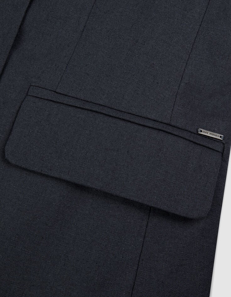 Marineblaues Blazer-J&auml;ckchen aus Leinen-Baumwoll-Mischung f&uuml;r Damen-2