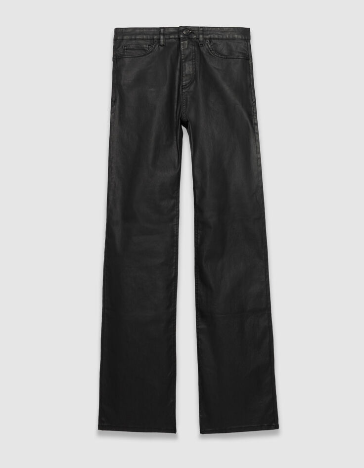 Schwarze Damen-Bootcut-Jeans beschichtet hoher Bund-6