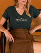 Tee-shirt vert empire bio message doré I.Code -1