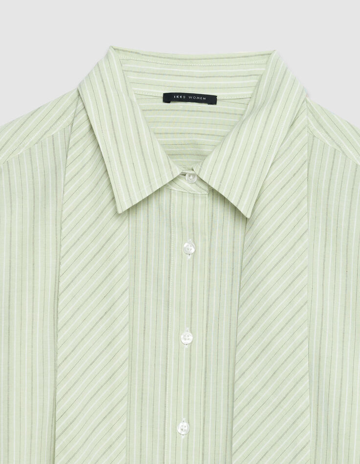 Camisa de rayas verdes para Mujer con corbata-7