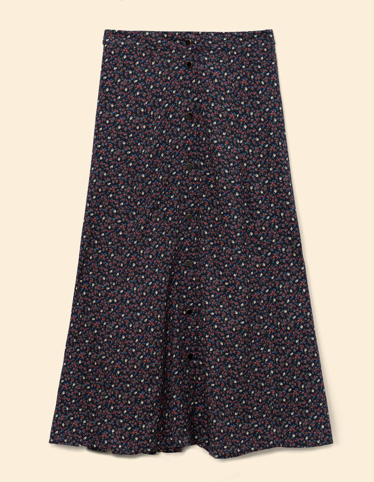 Falda midi negra flores de invierno Margaux I.Code-7