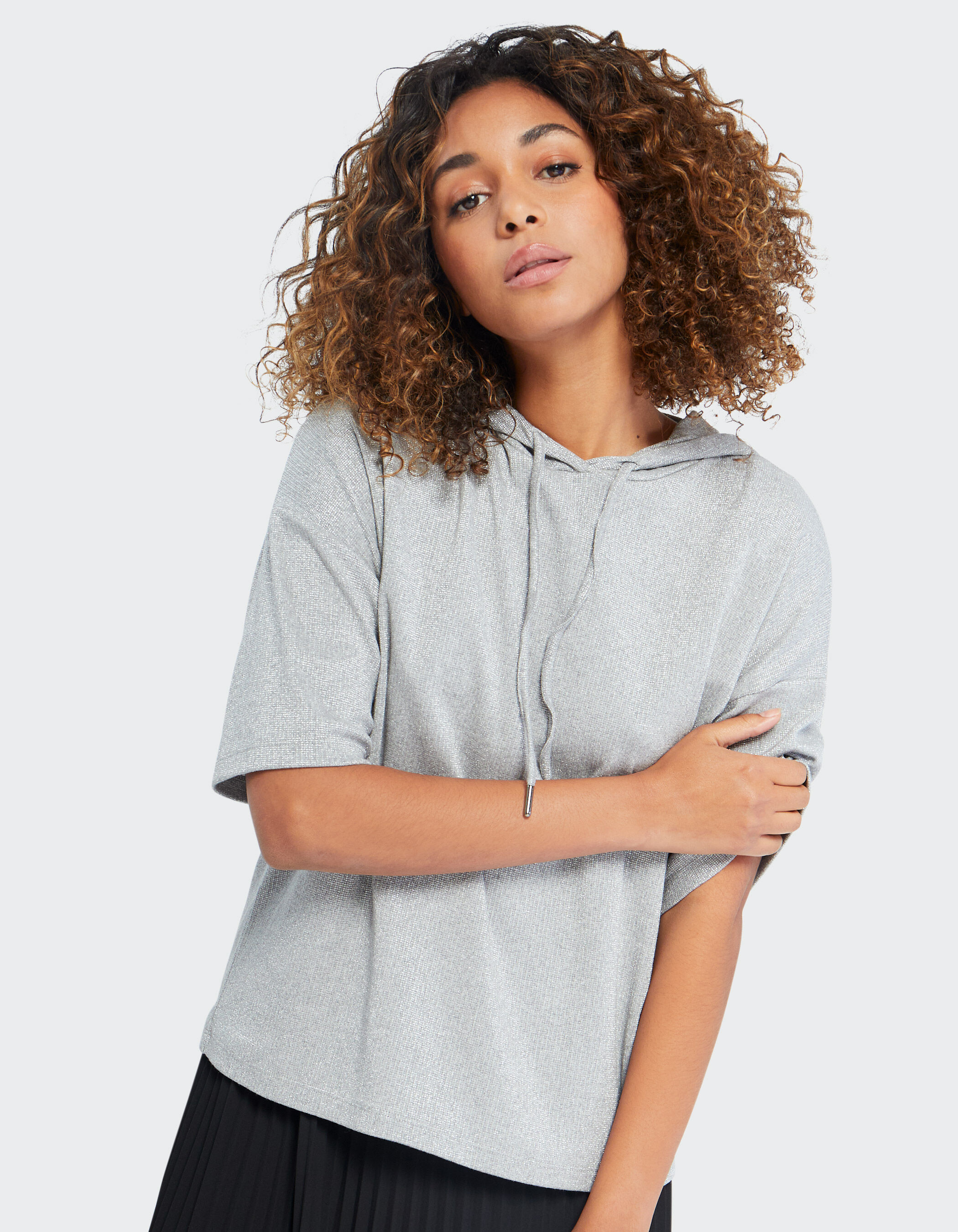 T shirt top met kap