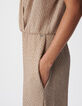 Beige Fischgr&auml;ten-Lurex-Hosenanzug f&uuml;r Frauen-6