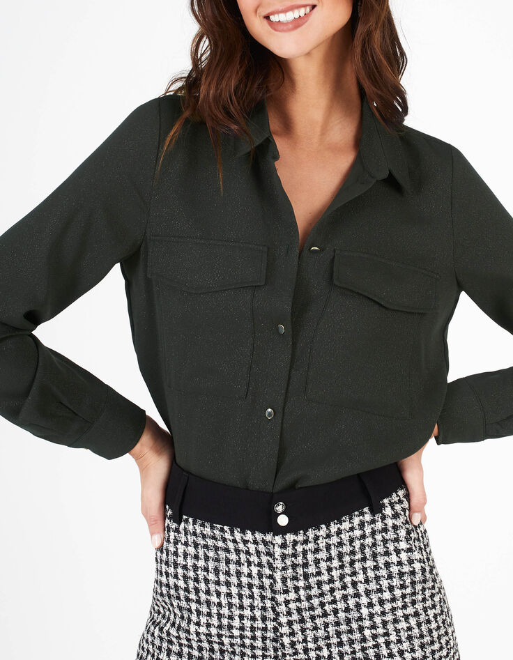Chemise vert empire pailletée I.Code-3
