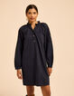 Vestido azul marino bordados mangas I.Code-3
