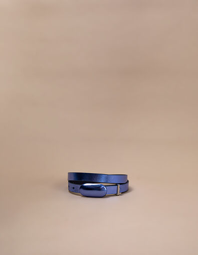 I.Code sapphire metallic leather fine belt with polka dots - I.CODE