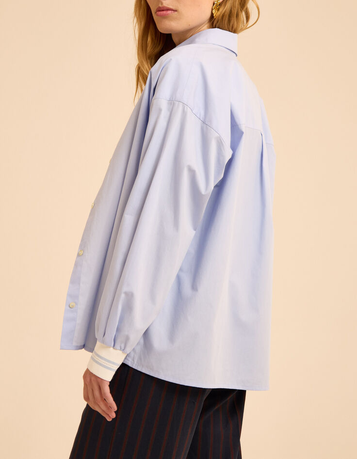 Blauw overhemd lange mouw ribboorden I.Code-4