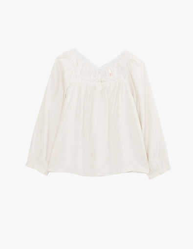 Top blanc cassé manches longues avec dentelle I.Code