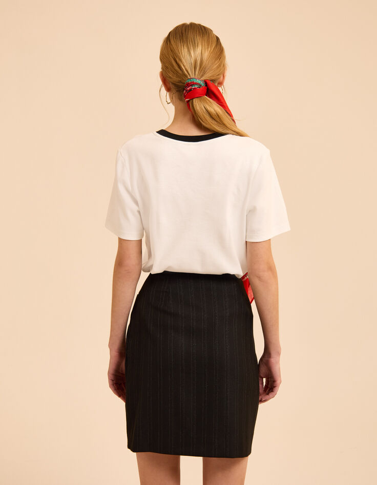 Falda corta de traje negra rayas I.Code-5