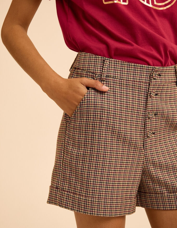 Short beige motif pied-de-puce I.Code-6