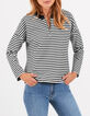 Navy blouse ecru strepen ritskraag I.Code-3