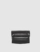 Schwarze Damen-Umh&auml;ngeclutch gestepptes Leder-1