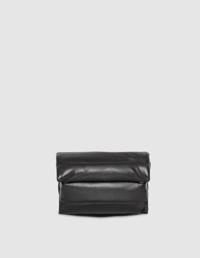 Schwarze Damen-Umh&auml;ngeclutch gestepptes Leder - IKKS