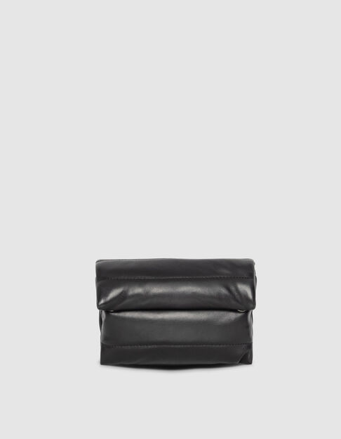Schwarze Damen-Umh&auml;ngeclutch gestepptes Leder - IKKS