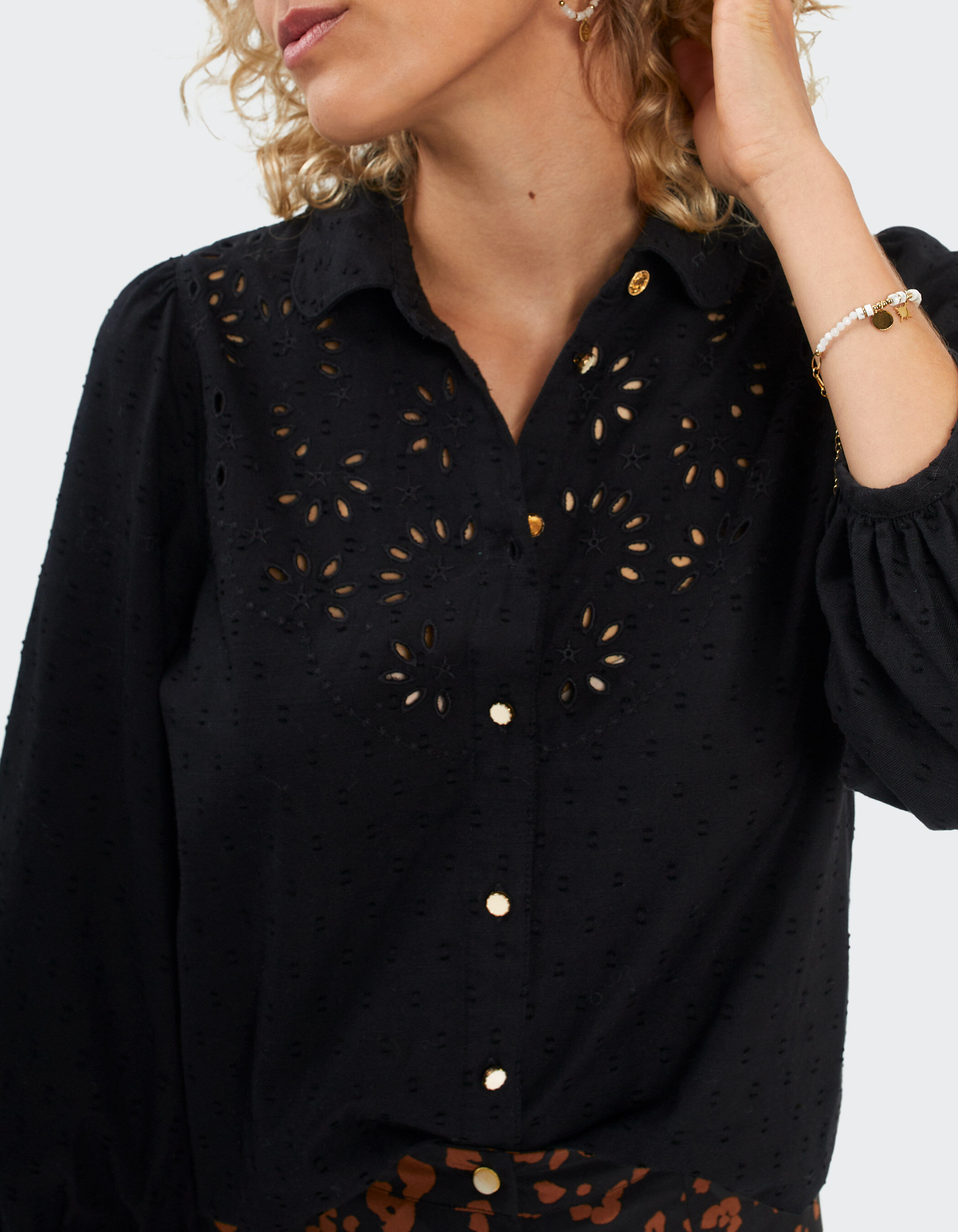 Chemisier broderie 2025 anglaise noir