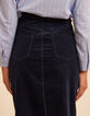 I.Code navy denim-look velvet split skirt-7