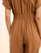 Wijde camel jumpsuit met brede wikkelkraag I.Code-6