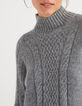 Vestido jersey gris jaspeado punto ochos I.Code-2