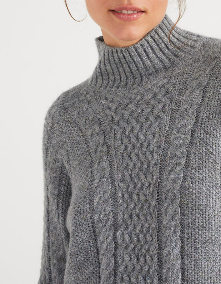 Robe pull gris chiné tricot torsadé I.Code - I.CODE