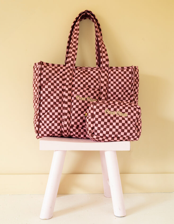 El bolso rosa estampado de cuadros bordado mensaje I.Code-2