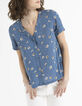 Top bleu imprimé fleurs et pois plissé dos I.Code-6
