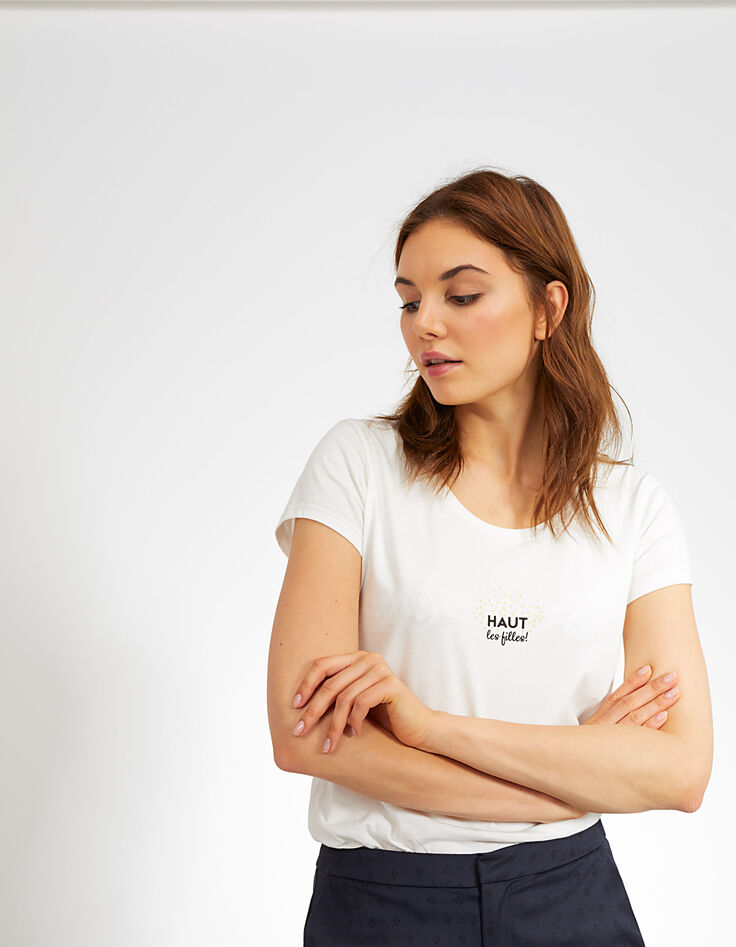 I.Code off-white Haut les filles T-shirt-5