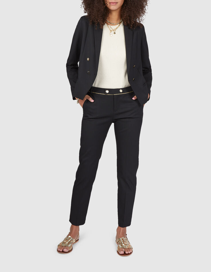 I.Code black geometric jacquard city trousers-1 I.Code black geometric jacquard city trousers-1