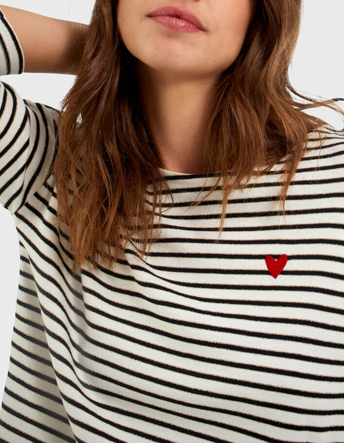 Tee-shirt marinière rayures et cœur brodé I.Code-3