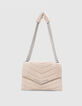 Damen-Tasche THE 1. SEASONALS Kreidewei&szlig; Leder gesteppt M-2