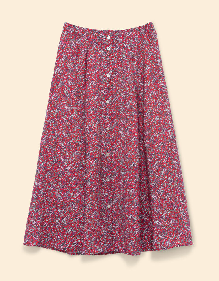 Jupe midi rouge imprimé cachemire I.Code-6