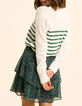 I.Code white knit sweater with green lurex stripes-3