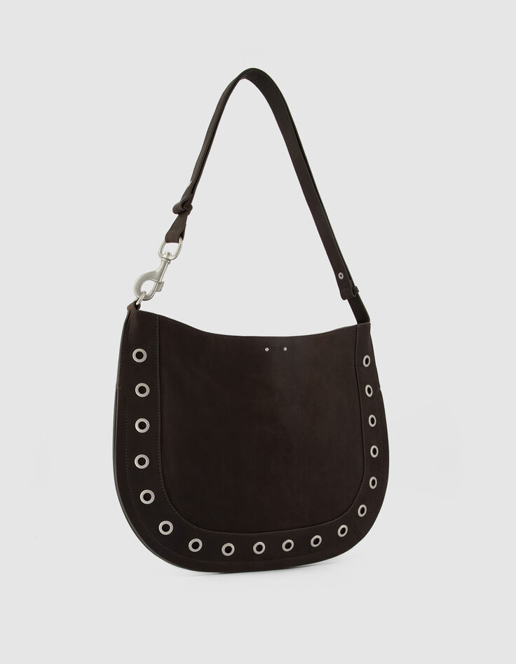 Die Tasche aus braunem Leder f&uuml;r Damen mit &Ouml;senverzierung-2