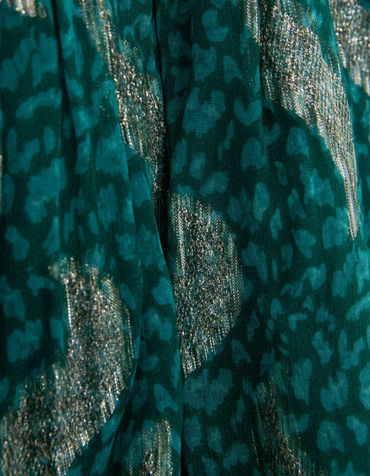 Girls&rsquo; green short skirt with sparkling peacock print-6