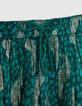 Girls&rsquo; green short skirt with sparkling peacock print-4