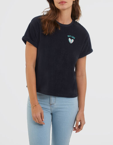 Camiseta azul marino rizo bordado pecho I.Code - I.CODE