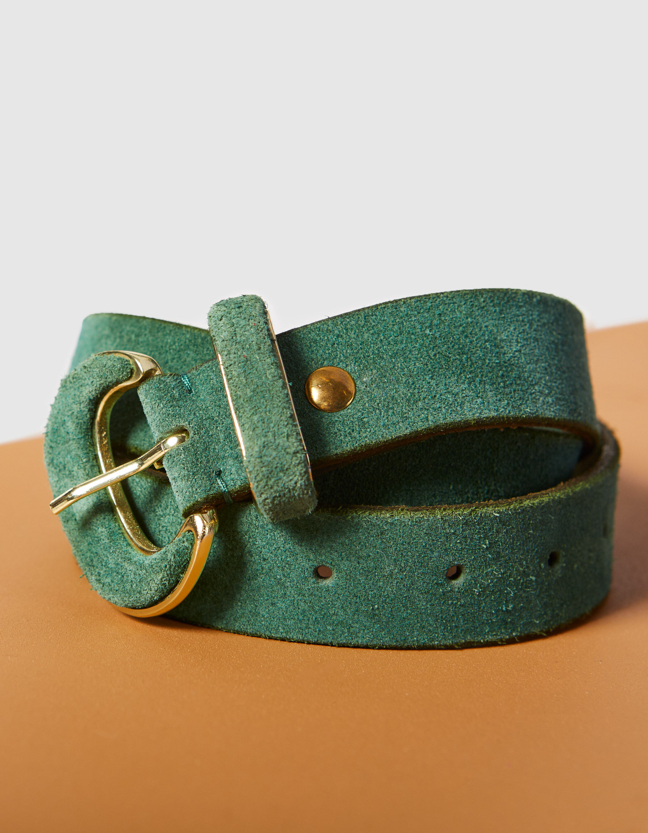 Green suede belt shop